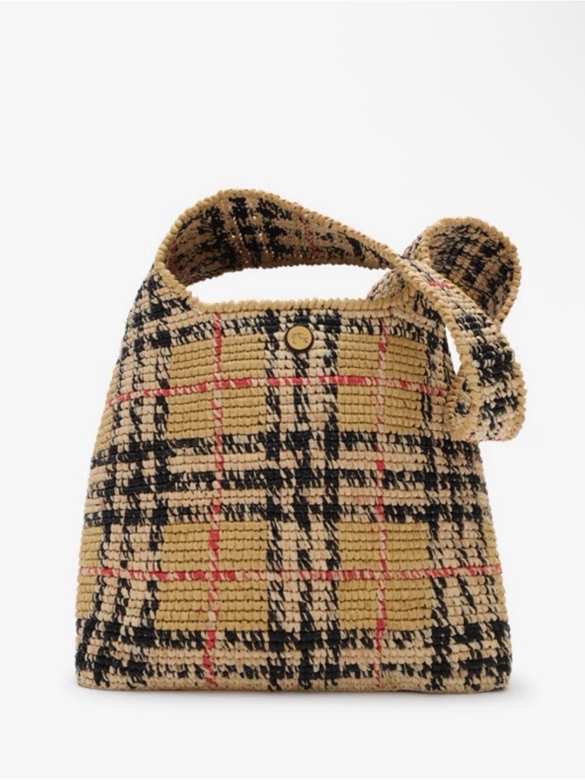 Burberry Small Margate Raffia Tote In Sand Beige - Like New!